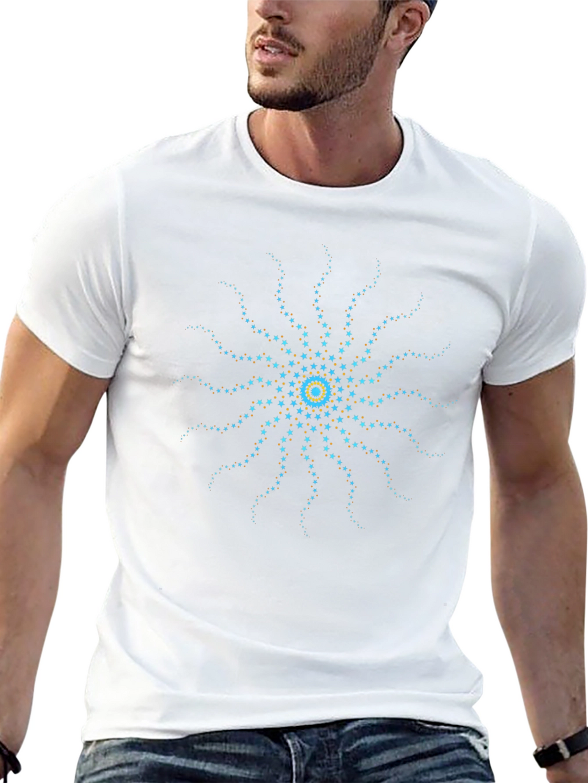 Starburst Graphic Tee - Black Cotton Blend T-Shirt