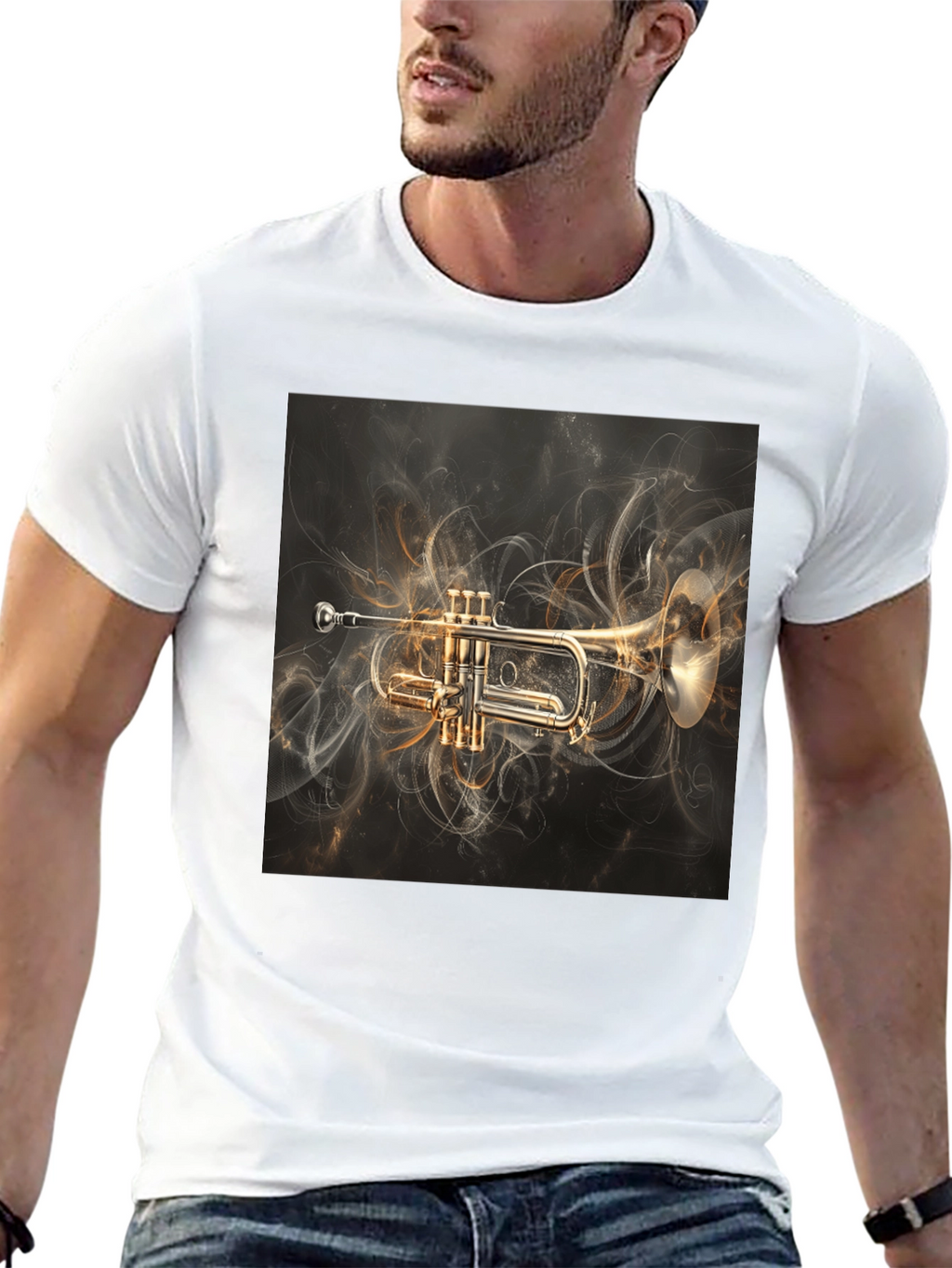 Trumpet Graphic Tee - Music Lovers Black T-Shirt