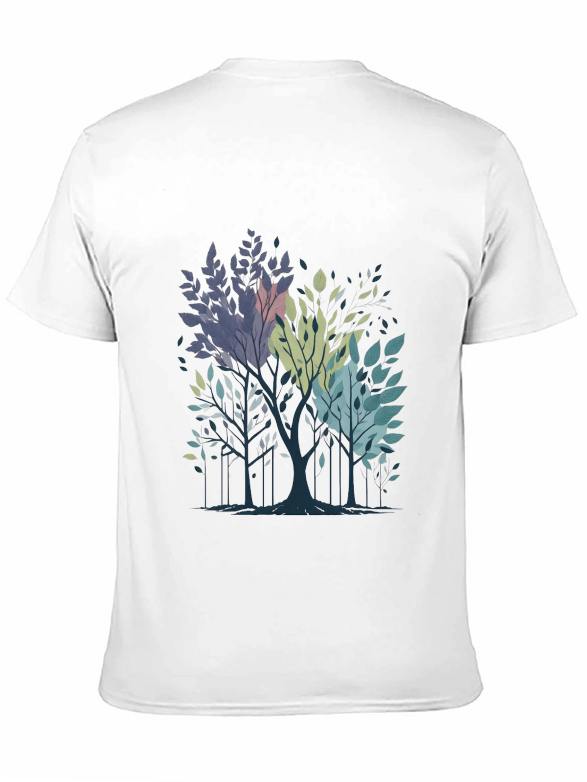 Abstract Trees Graphic Print Black T-Shirt