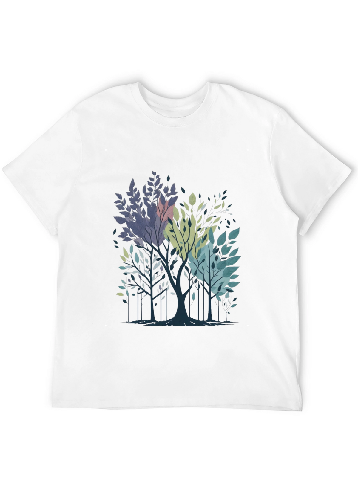 Abstract Trees Graphic Print Black T-Shirt