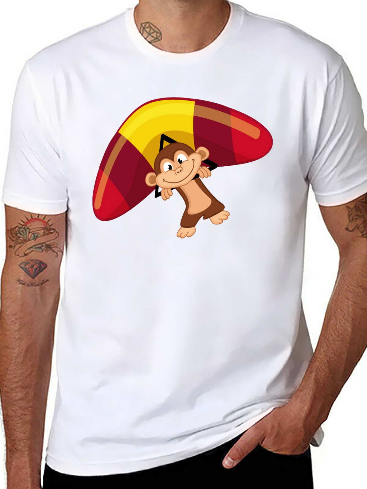 Monkey Hang Gliding Graphic T-Shirt