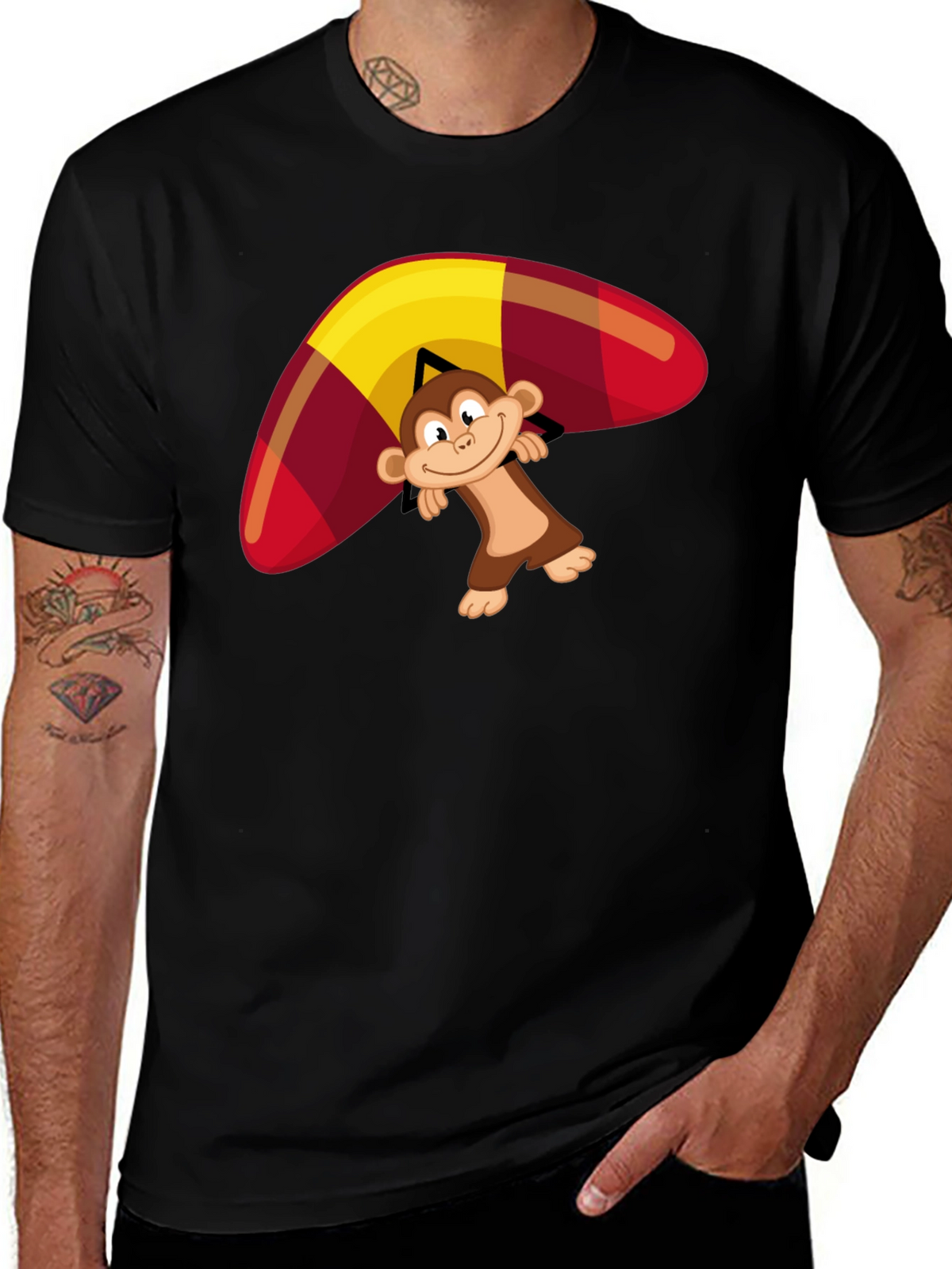 Monkey Hang Gliding Graphic T-Shirt