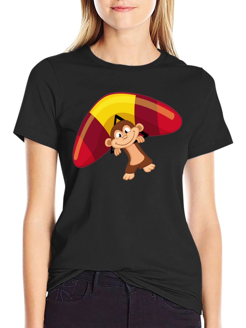 Monkey Hang Gliding Graphic T-Shirt