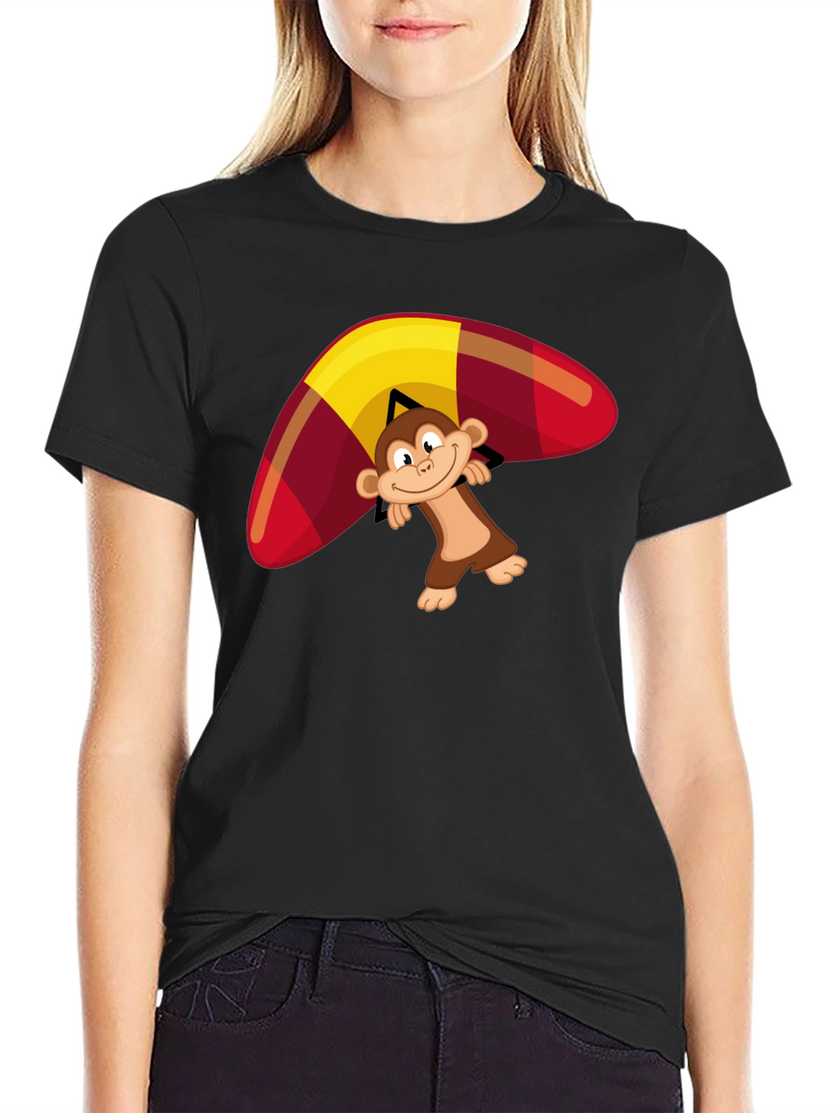 Monkey Hang Gliding Graphic T-Shirt