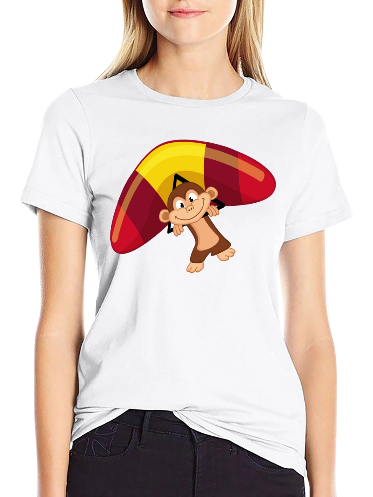 Monkey Hang Gliding Graphic T-Shirt