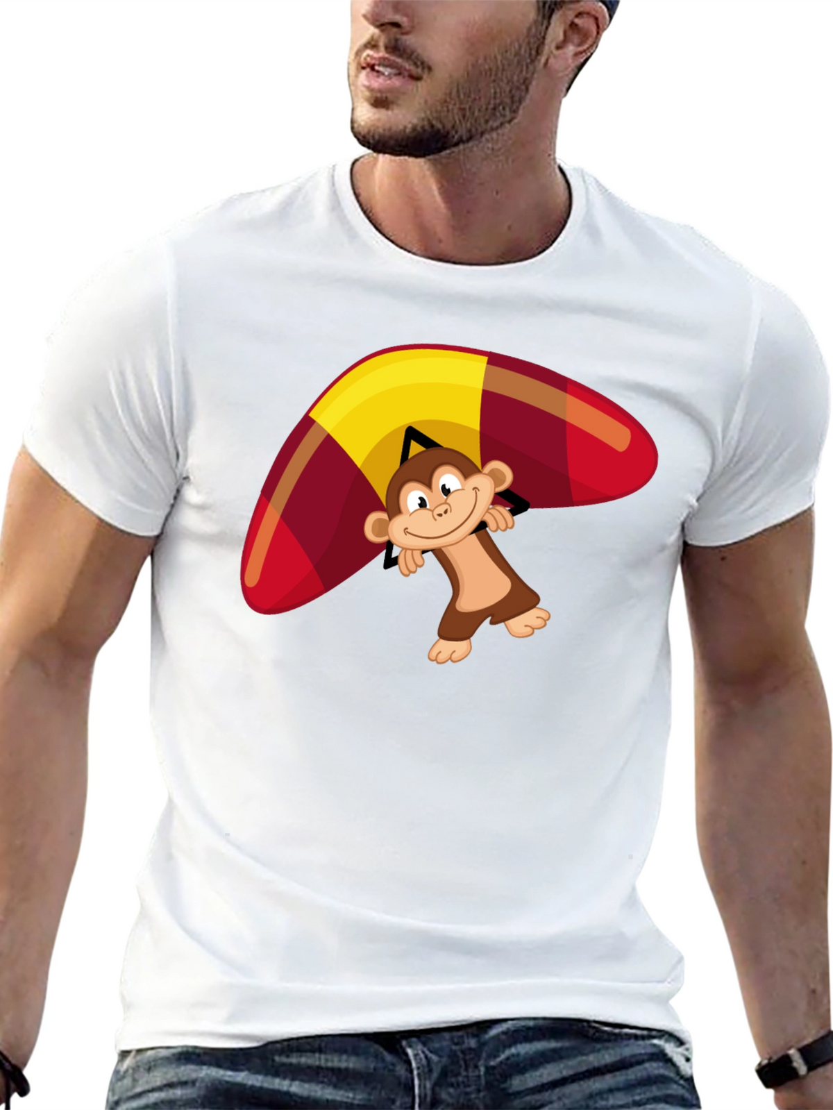 Monkey Hang Gliding Graphic T-Shirt