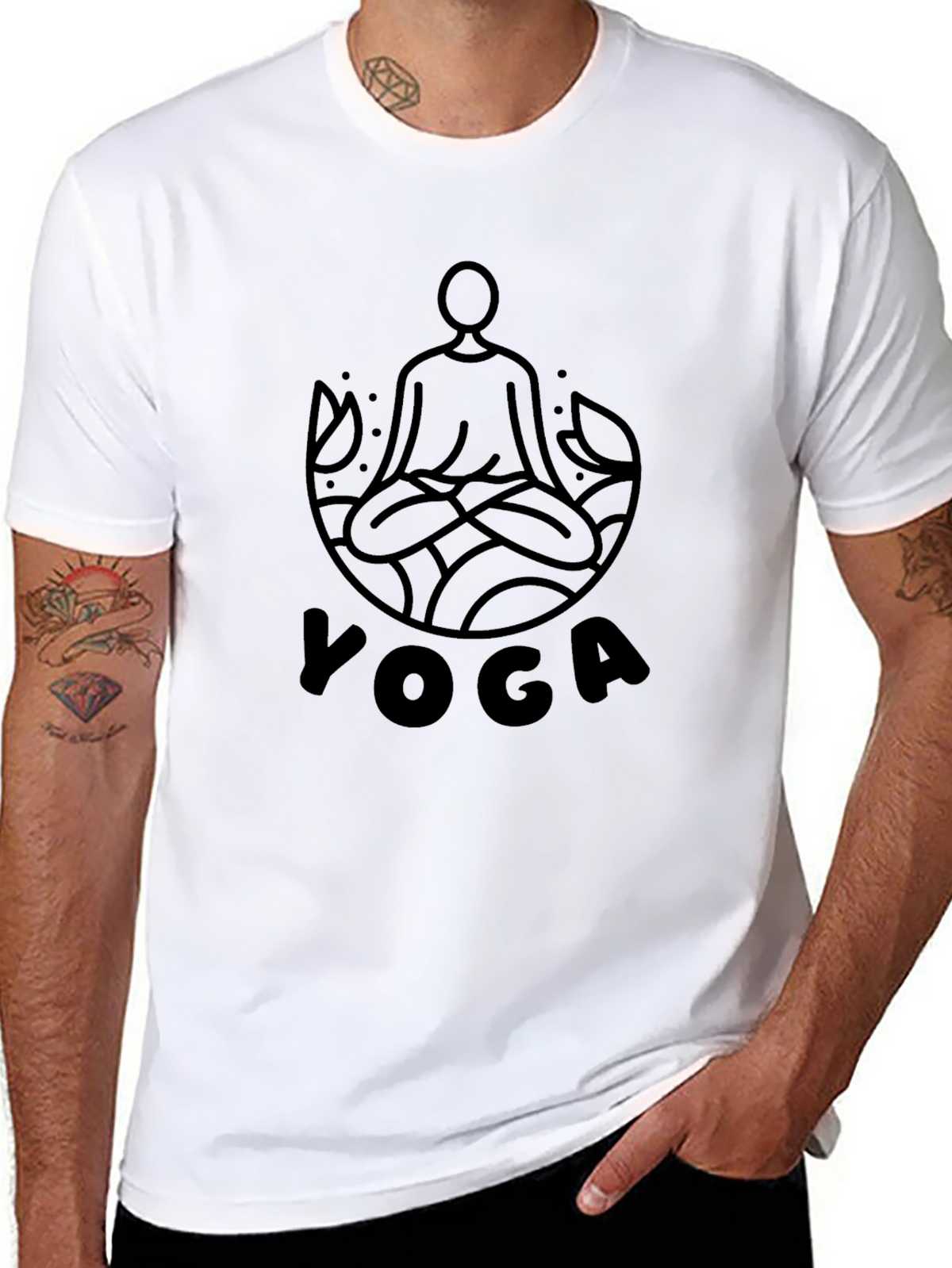 Yoga Meditation Graphic Tee - Black Cotton Comfort