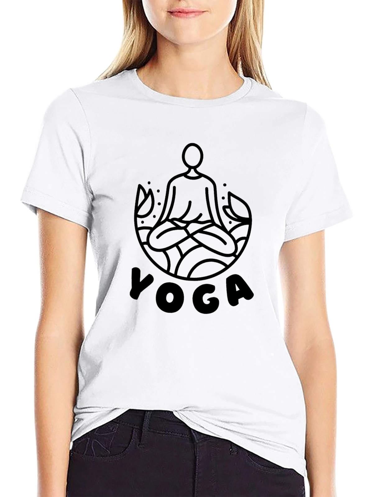Yoga Meditation Graphic Tee - Black Cotton Comfort