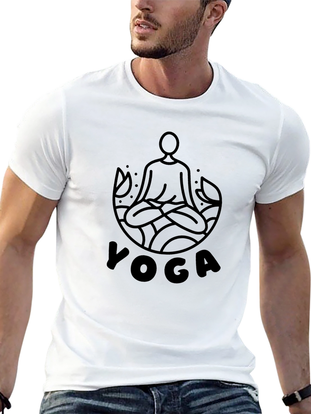 Yoga Meditation Graphic Tee - Black Cotton Comfort