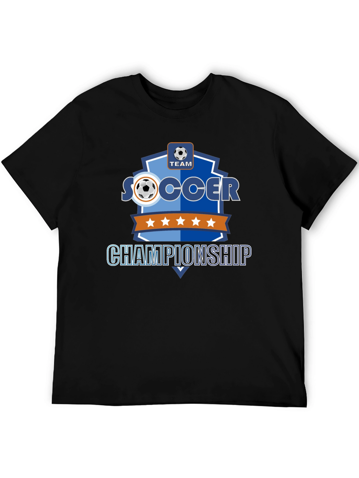 Soccer Championship Black T-Shirt for Team Sports