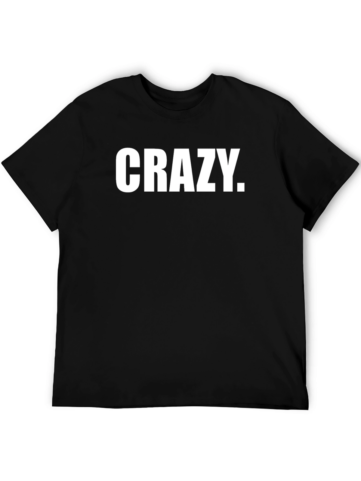 Crazy Graphic Print T-Shirt - Black Crew Neck Tee