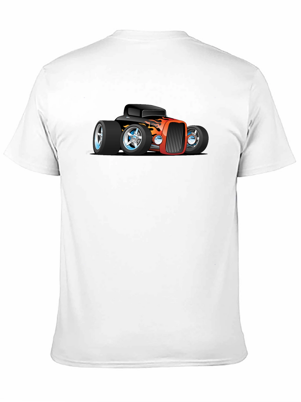 Cartoon Hot Rod Car Graphic Black T-Shirt