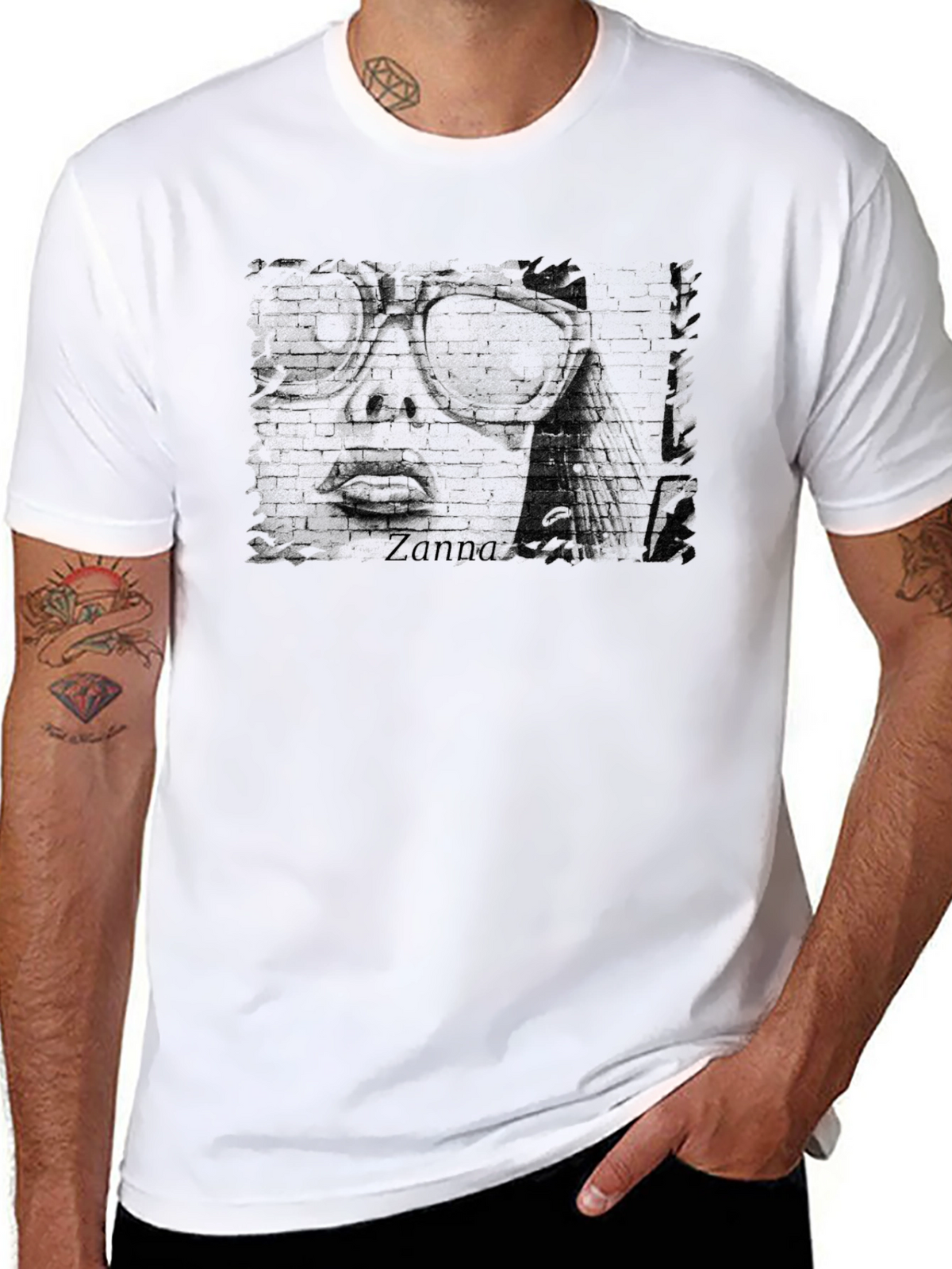 Distressed Graphic Tee - Cool Retro Brick Face