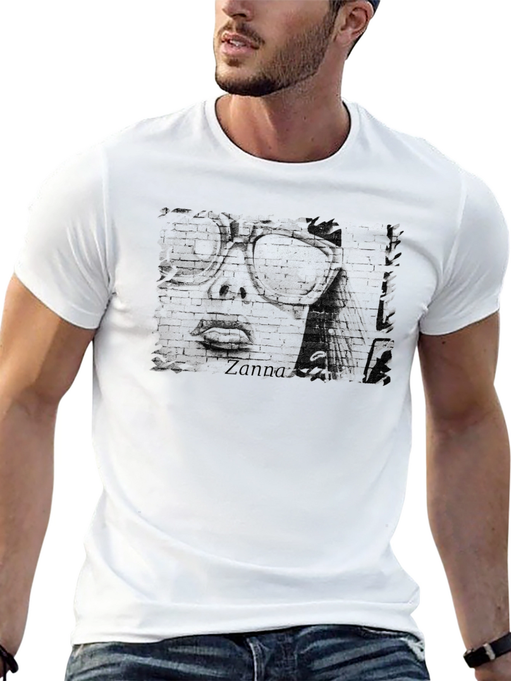 Distressed Graphic Tee - Cool Retro Brick Face