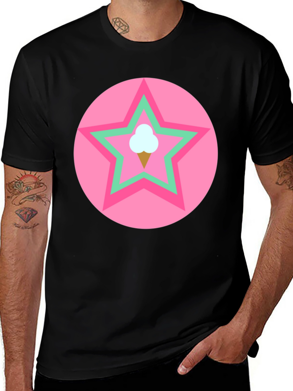 Ice Cream Star Graphic Tee - Black