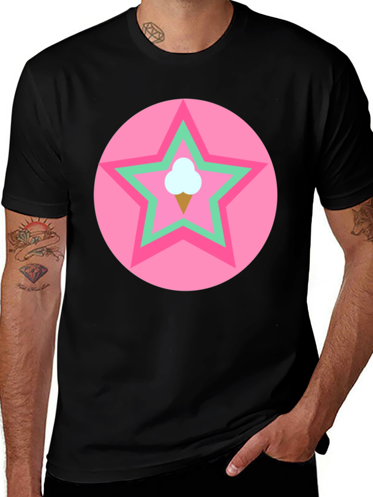 Ice Cream Star Graphic Tee - Black