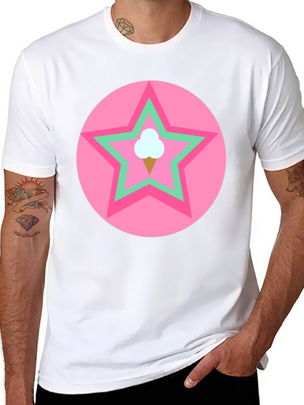 Ice Cream Star Graphic Tee - Black
