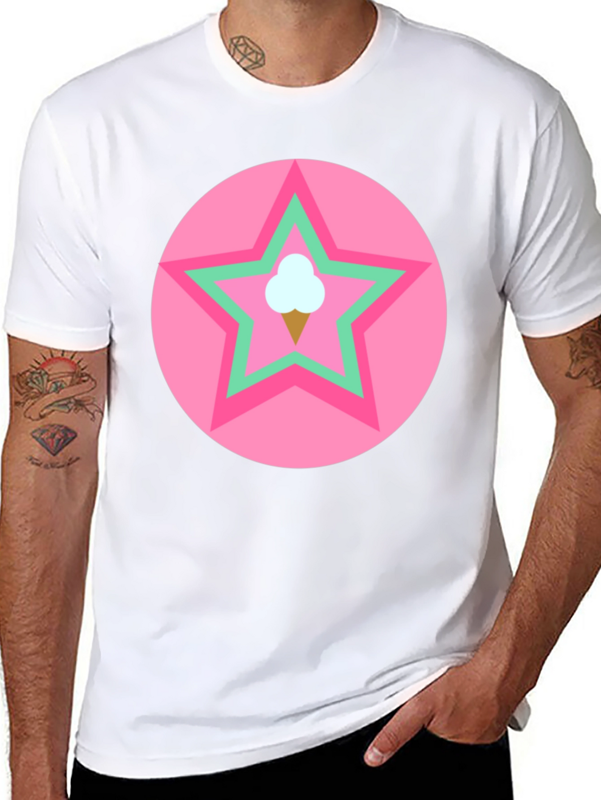 Ice Cream Star Graphic Tee - Black