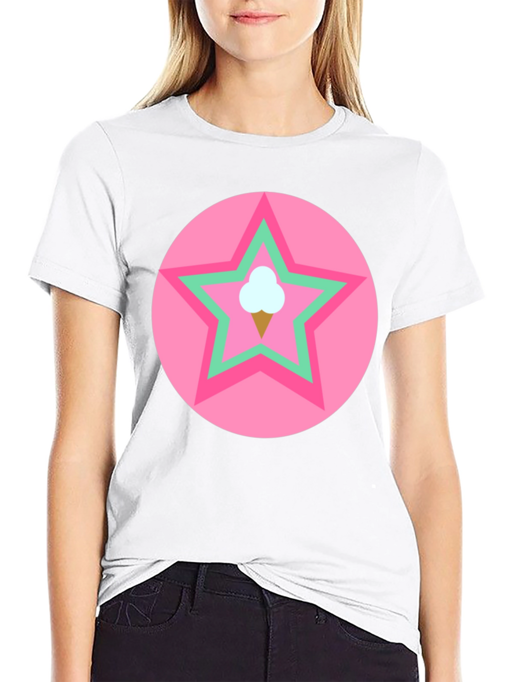 Ice Cream Star Graphic Tee - Black