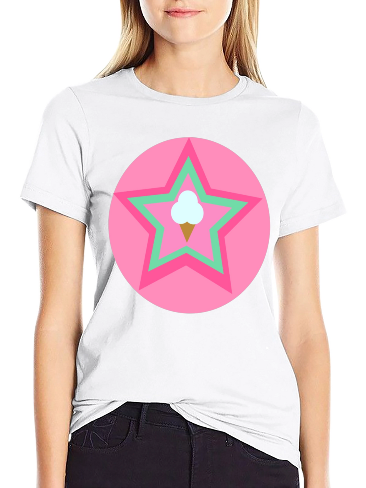 Ice Cream Star Graphic Tee - Black