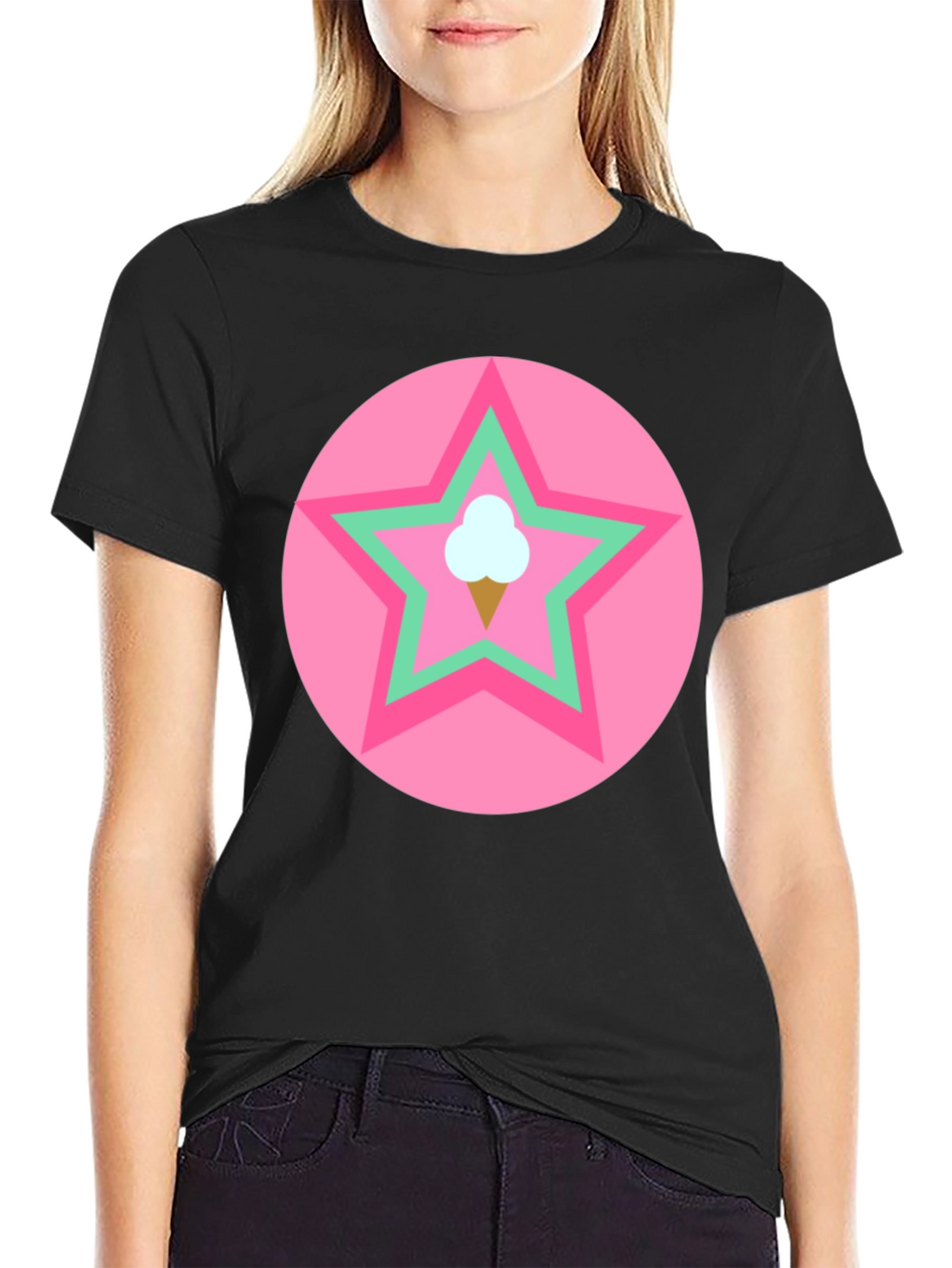 Ice Cream Star Graphic Tee - Black