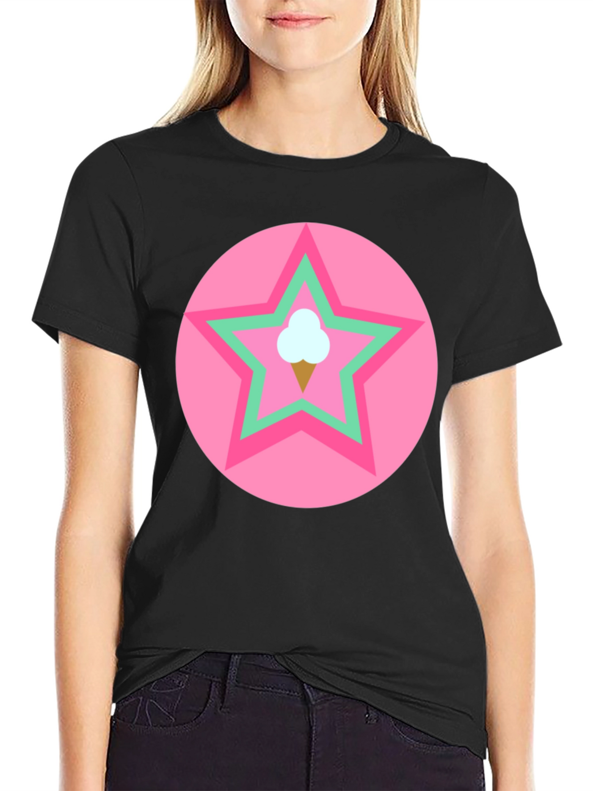 Ice Cream Star Graphic Tee - Black