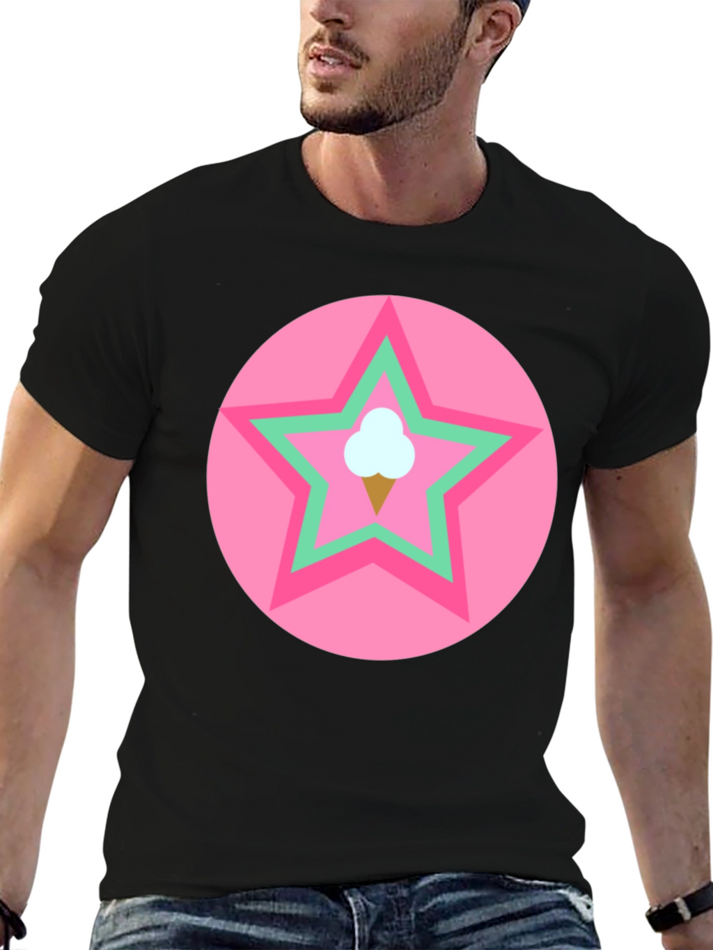 Ice Cream Star Graphic Tee - Black