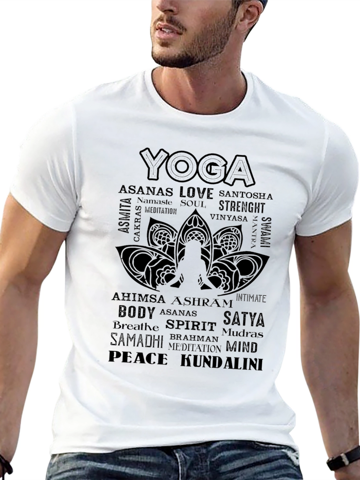 Yoga Word Art Graphic Tee - Black