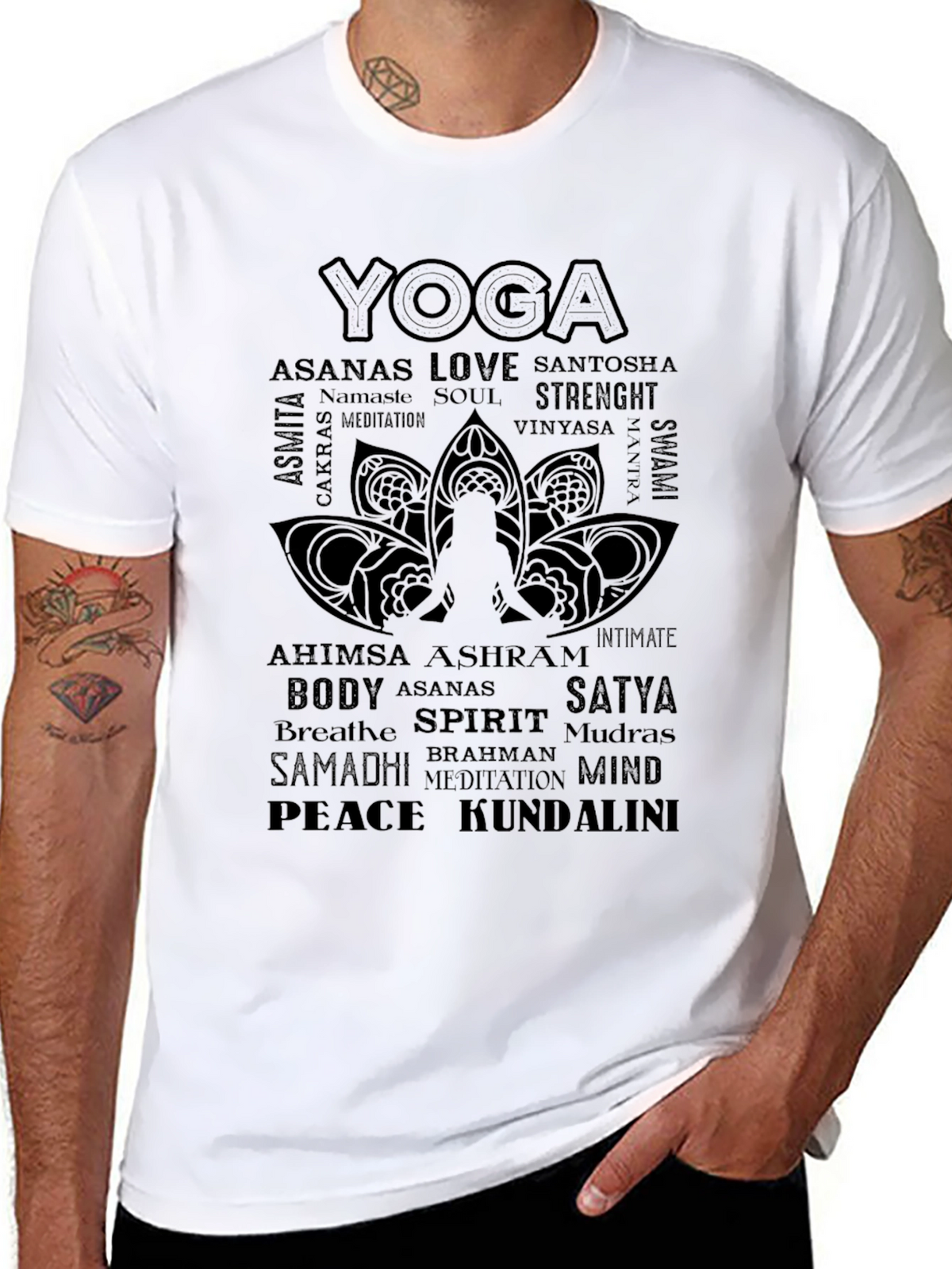 Yoga Word Art Graphic Tee - Black