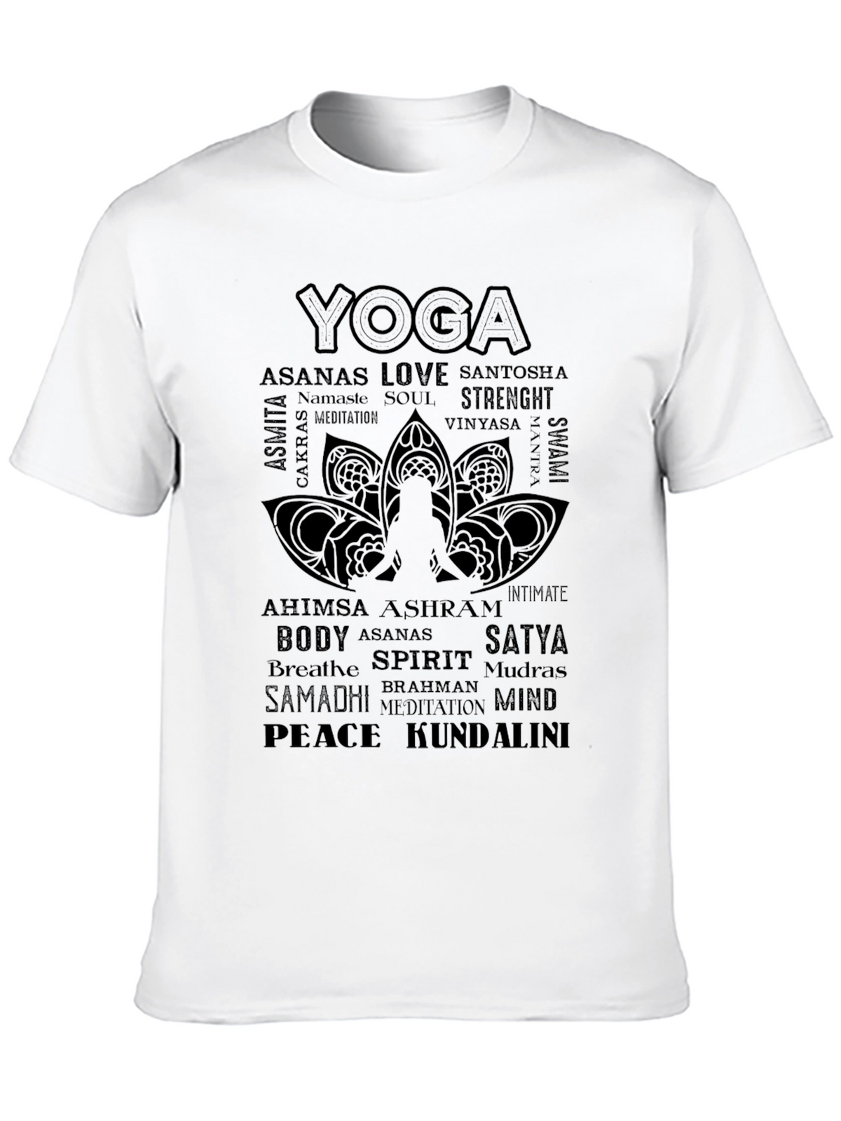 Yoga Word Art Graphic Tee - Black
