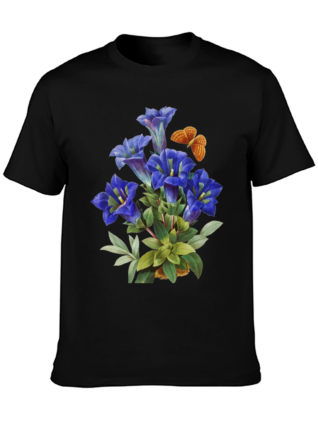Floral Butterfly Graphic Tee - Black