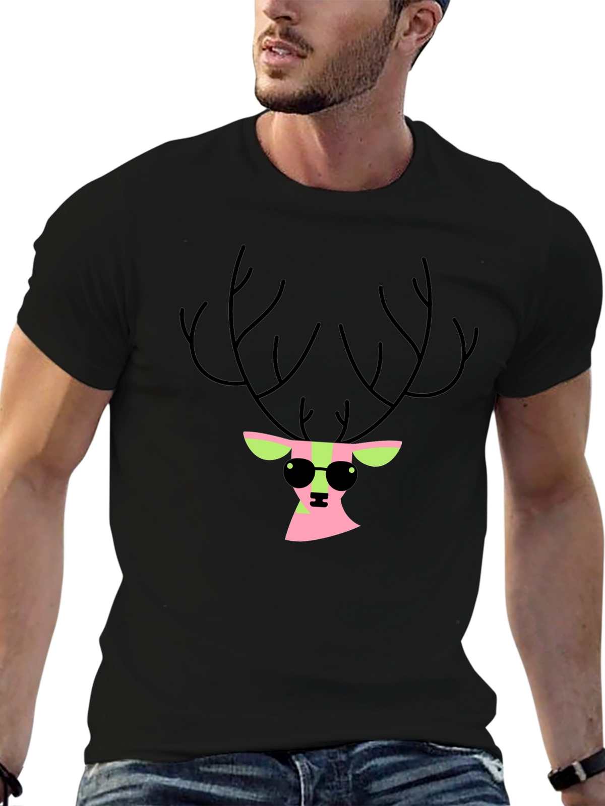 Cool Deer Black T-Shirt