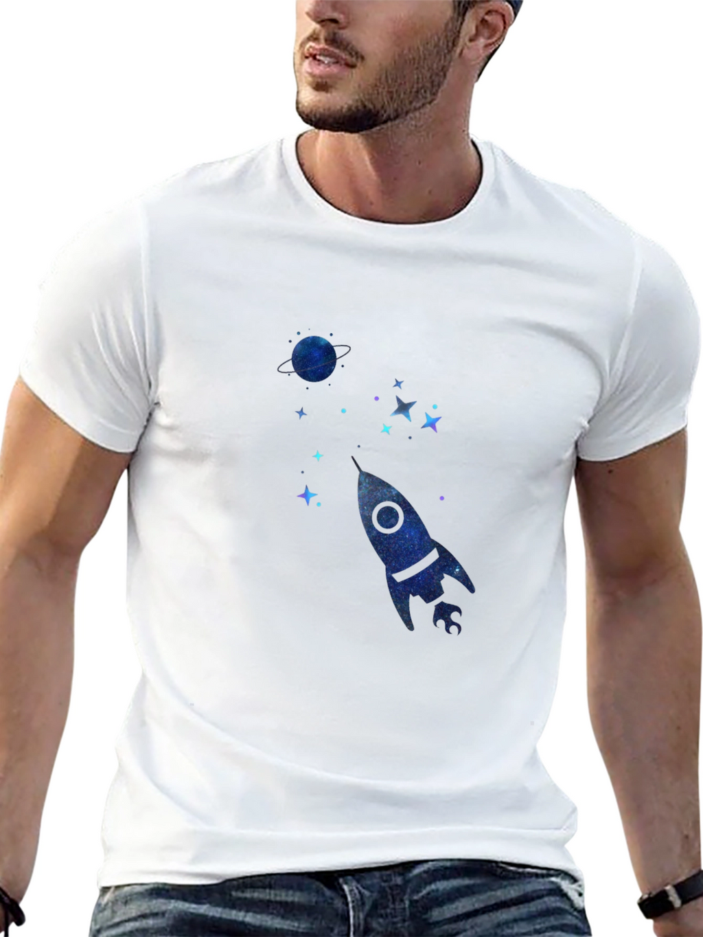 Cosmic Rocket Black T-Shirt