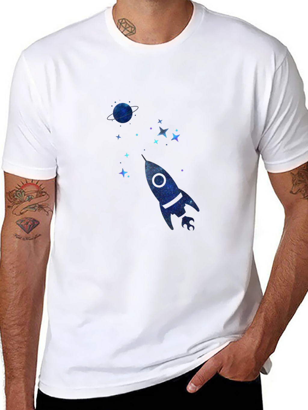 Cosmic Rocket Black T-Shirt