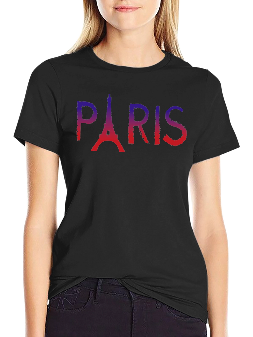 Paris Eiffel Tower Graphic Tee - Soft Black T-Shirt