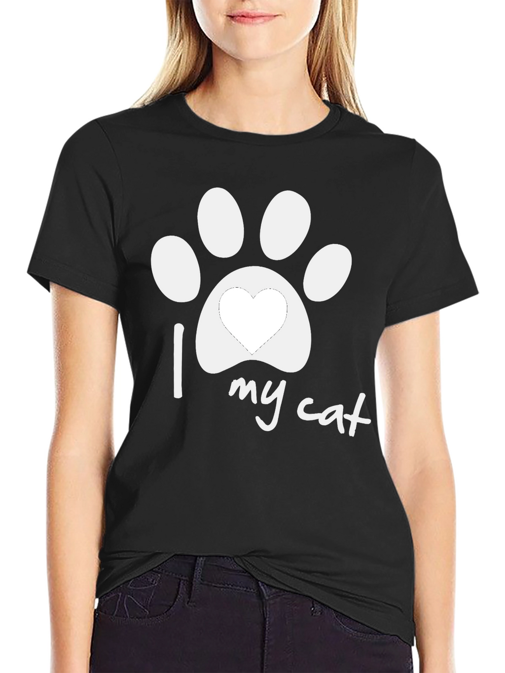 I Love My Cat Paw Print T-Shirt - Unisex