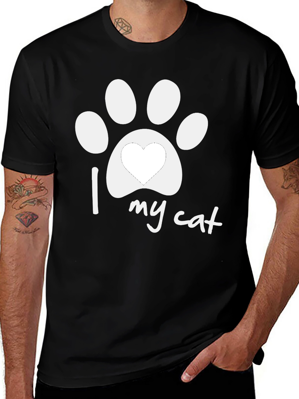 I Love My Cat Paw Print T-Shirt - Unisex