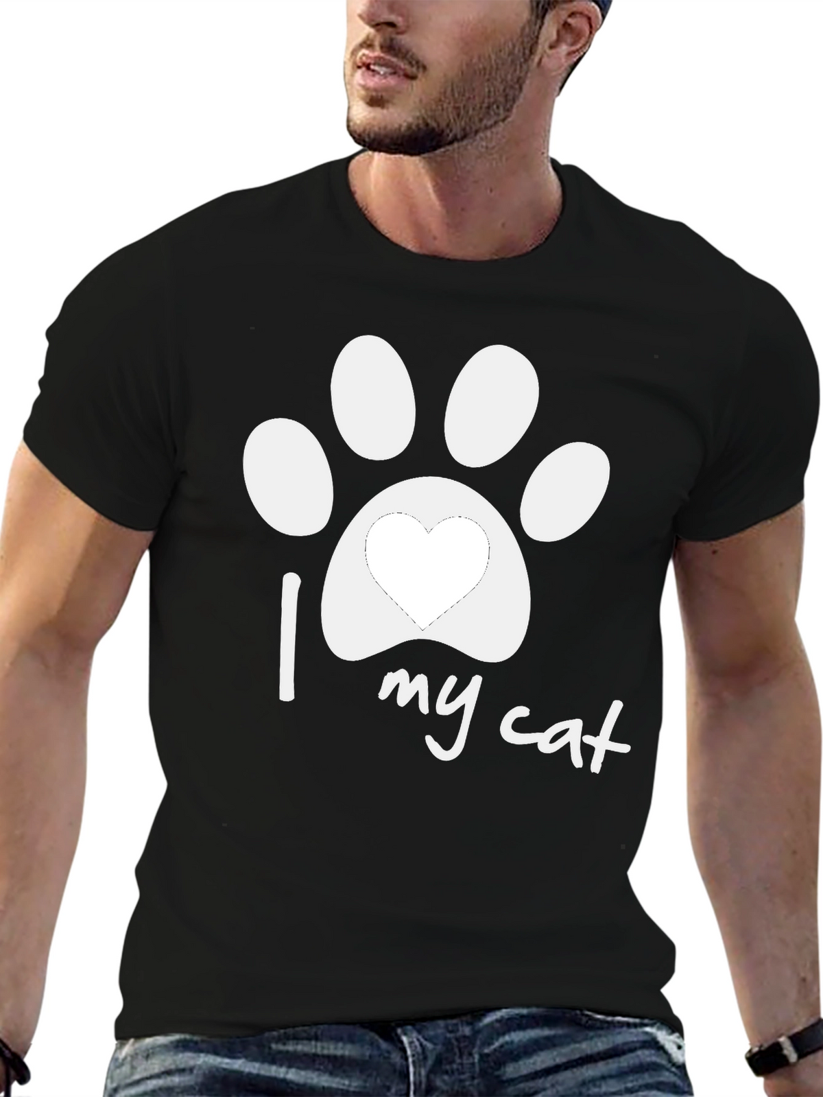 I Love My Cat Paw Print T-Shirt - Unisex