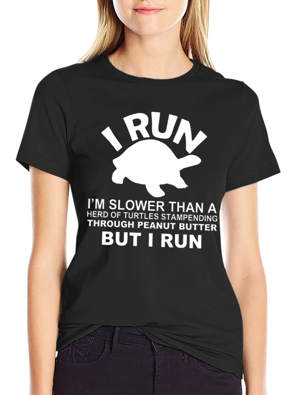 Funny I Run Turtle Graphic T-Shirt