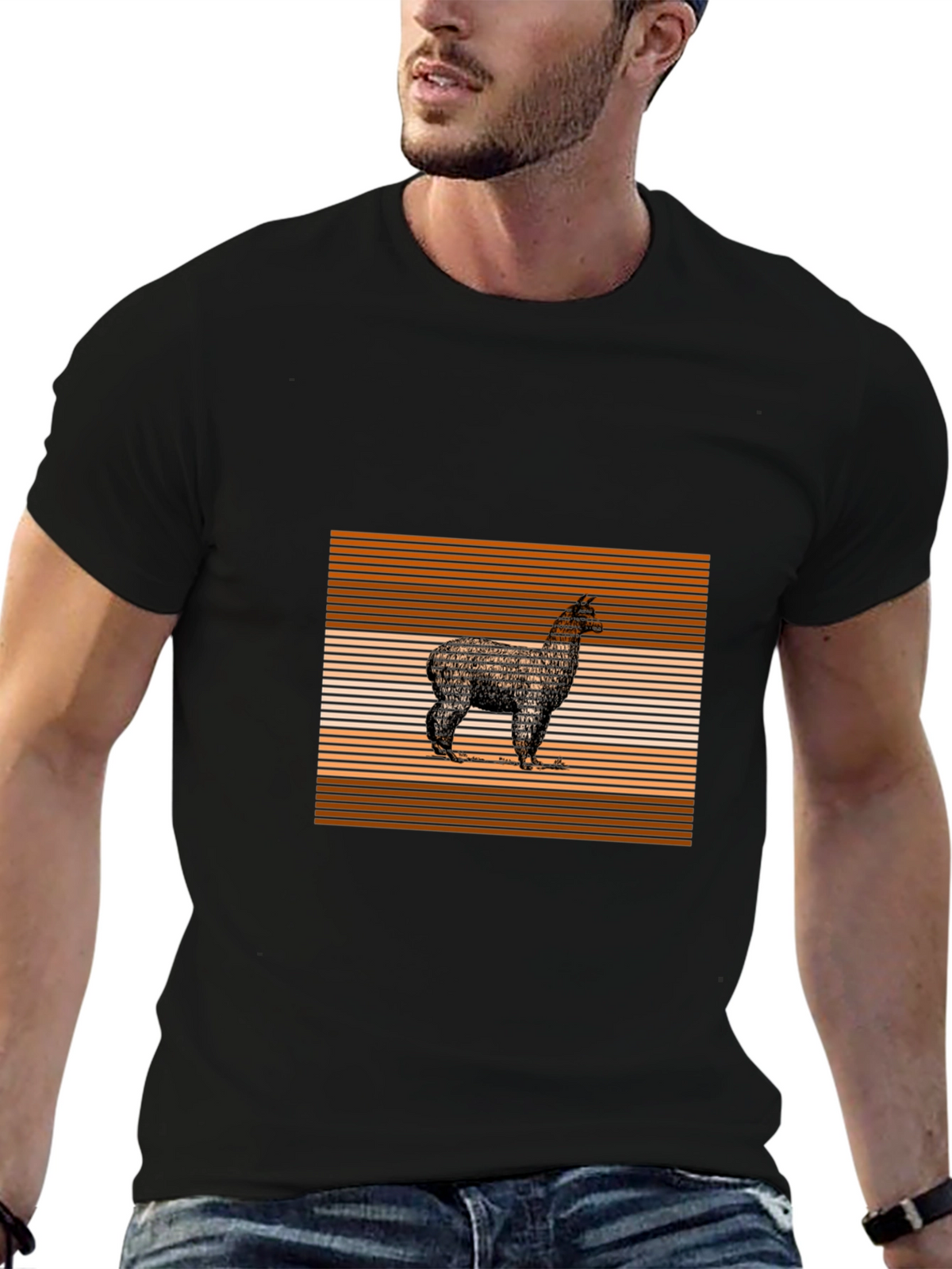 Alpaca Graphic Tee - Stylish Mens Black T-Shirt