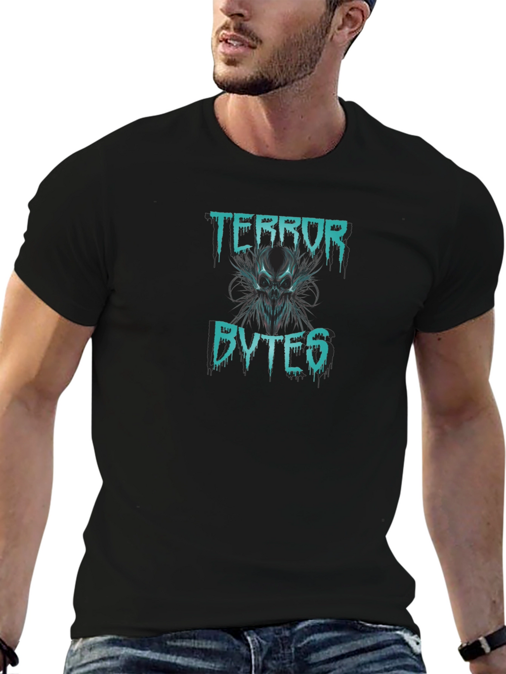 Terror Bytes Graphic Print Black T-Shirt