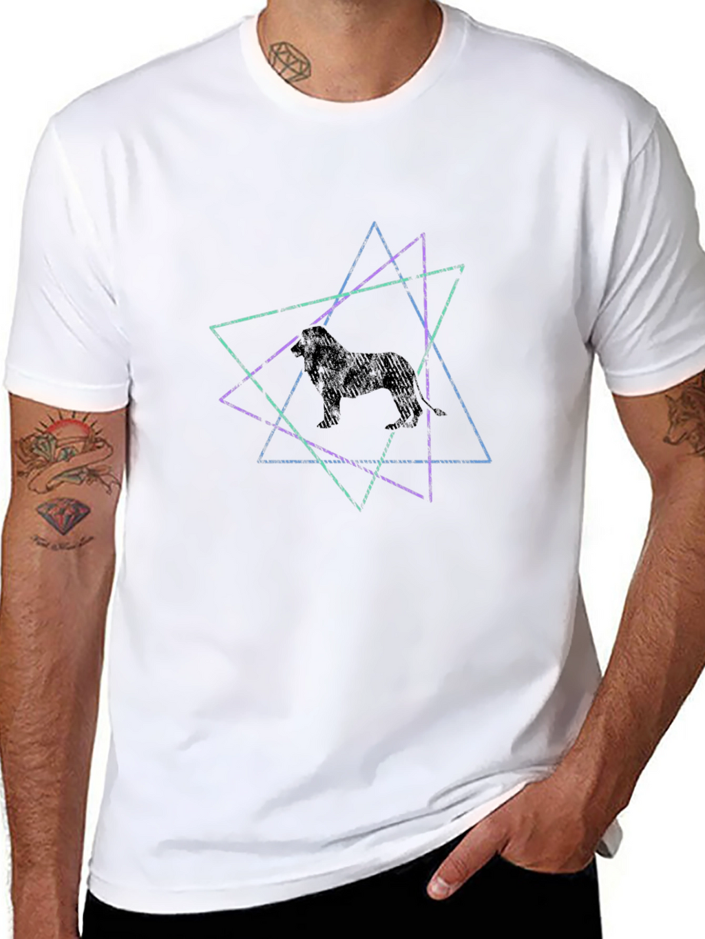 Geometric Lion Graphic Tee - Trendy Casual Style