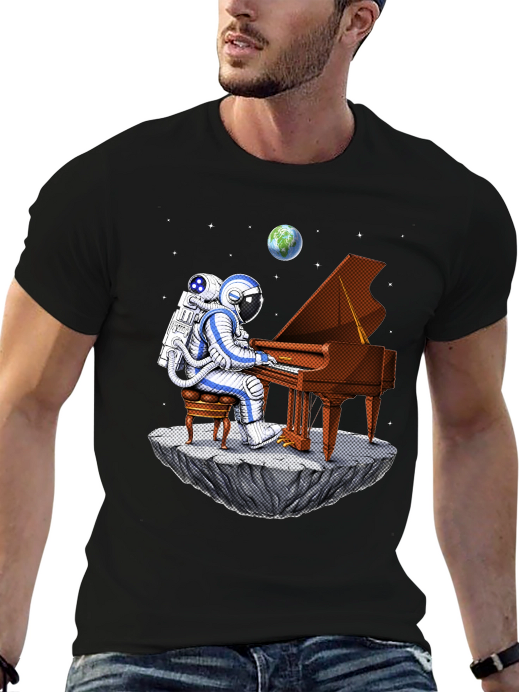 Astronaut Piano Player Graphic Tee
