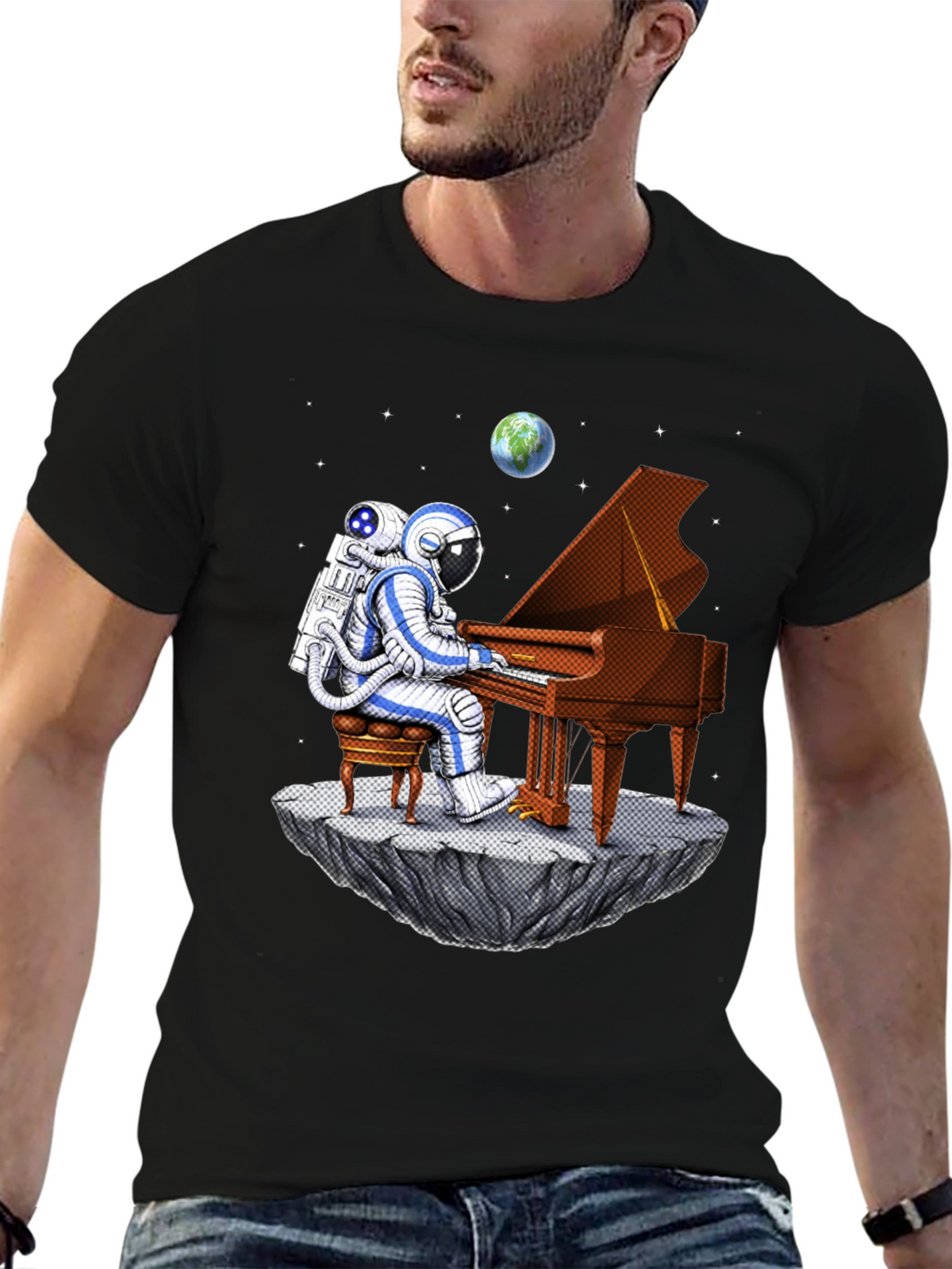 Astronaut Piano Player Graphic Tee