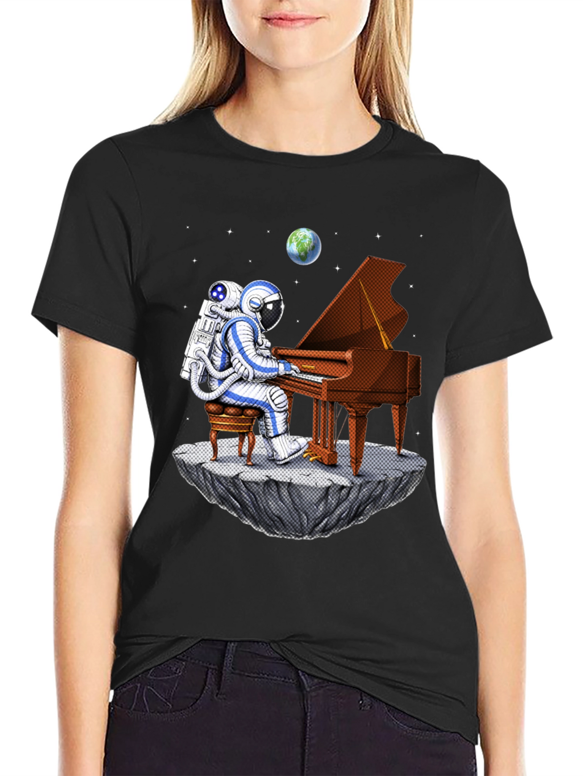 Astronaut Piano Player Graphic Tee