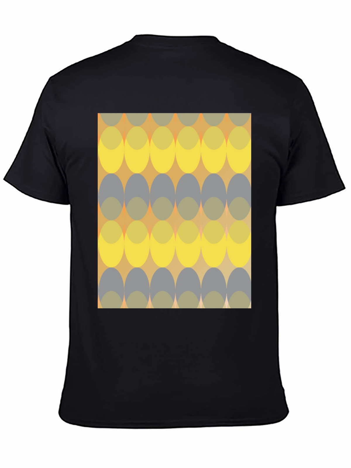 Retro Ellipse Pattern Black T-Shirt