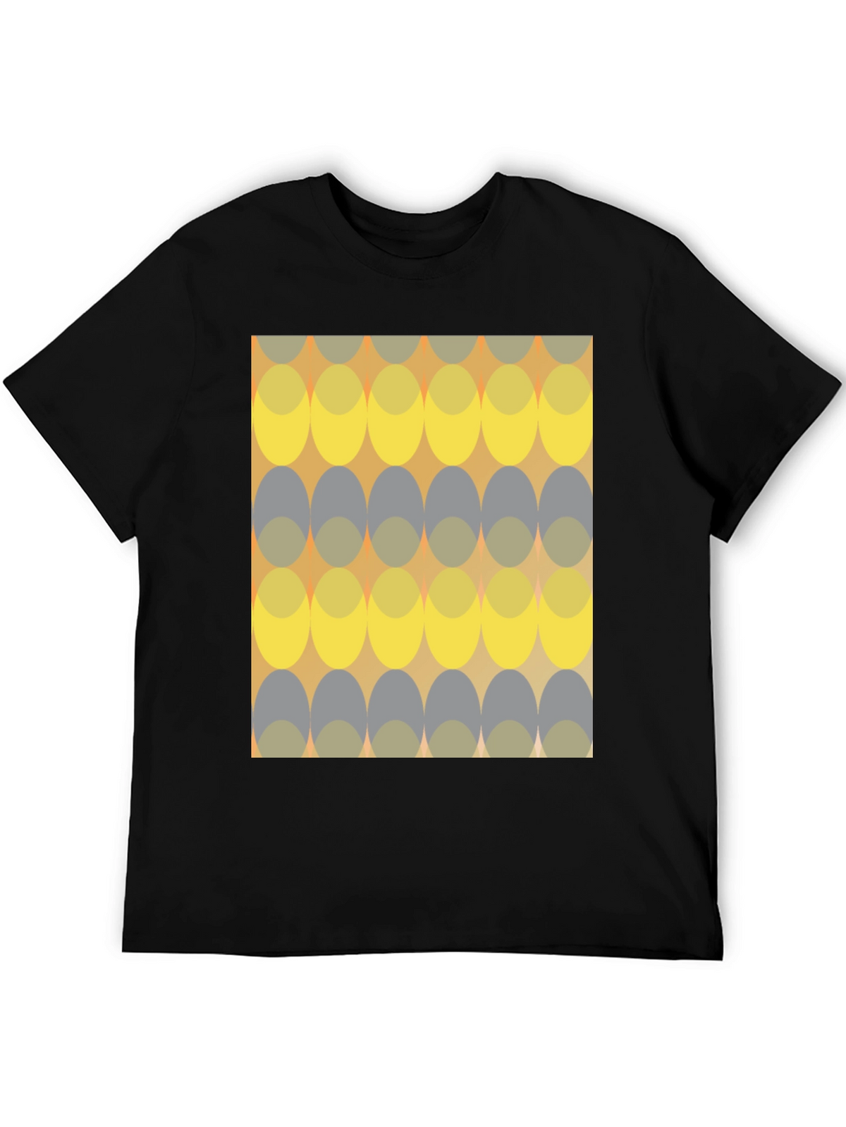 Retro Ellipse Pattern Black T-Shirt