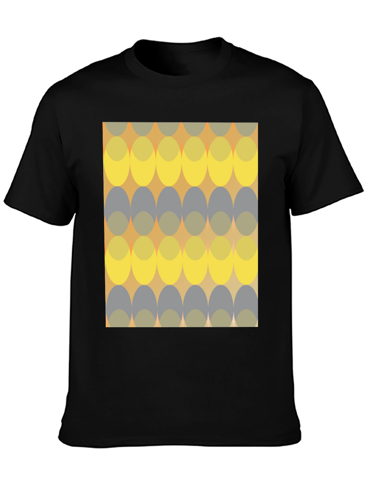 Retro Ellipse Pattern Black T-Shirt