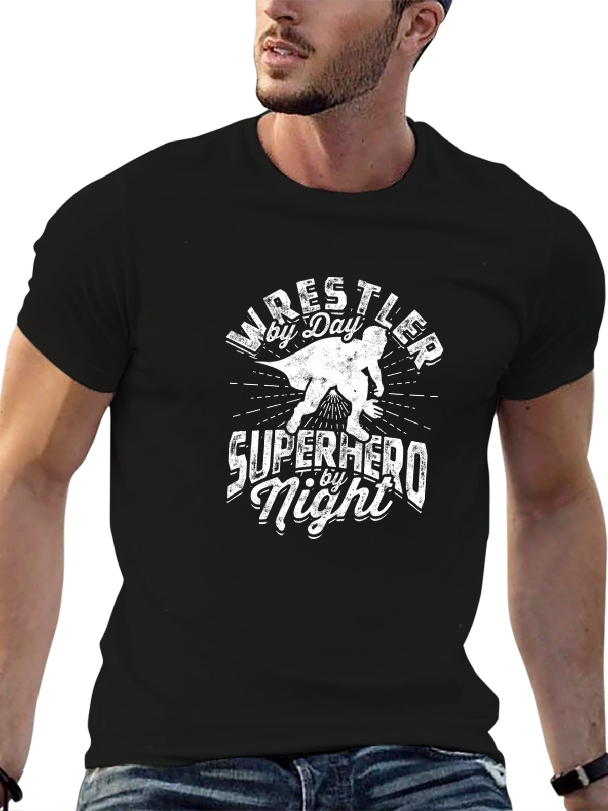 Wrestler Superhero Graphic T-Shirt