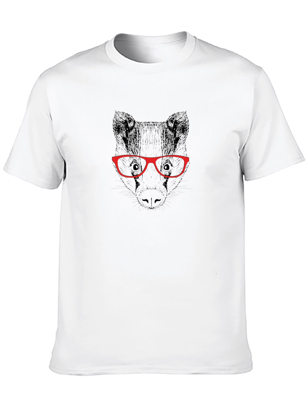 Cool Badger with Glasses Graphic T-Shirt